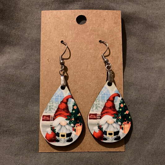 Gnome Santa Sack -  Tear Drop Earrings