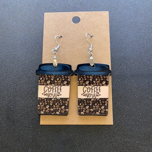Coffee Now - Coffee Cup Earrings 1.5"