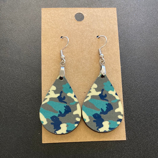 Camo Tear Drop Earrings