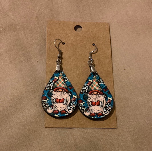 Gnome Multi Background - Tear Drop Earrings