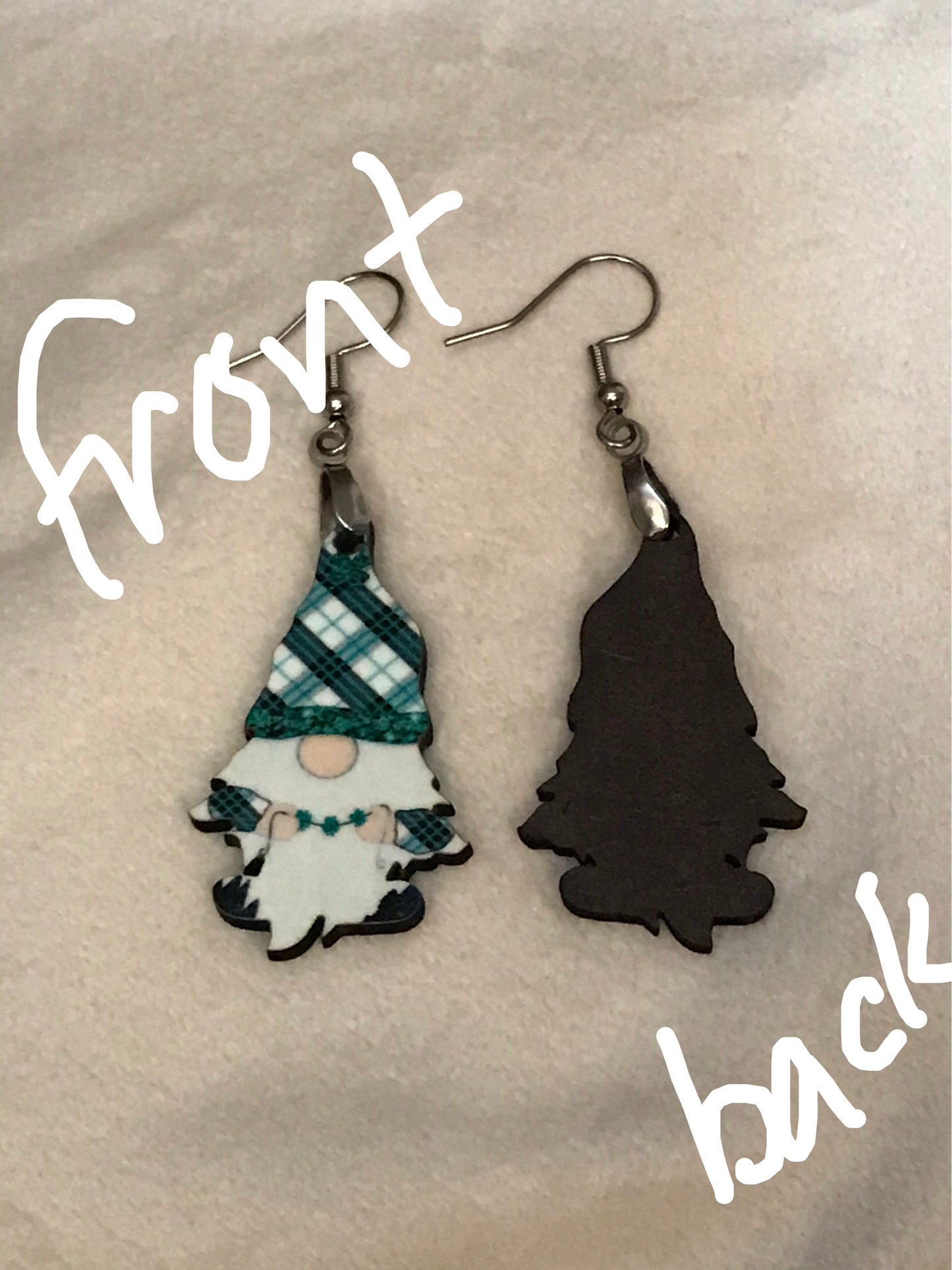 Green Plaid (G24) Gnome 1.5" Earrings