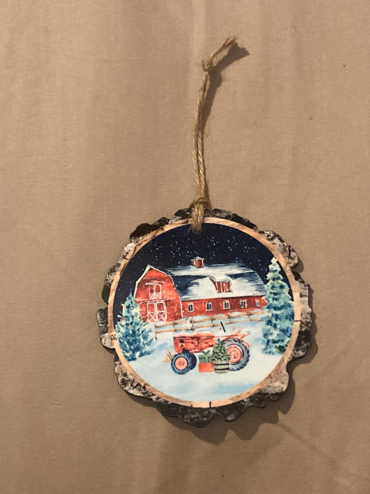 Farm Scene (WS03) Wood Slice Ornament