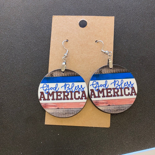God Bless American - Round Earrings 1.5" - R20