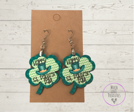 Happy St. Patty's Day (C01) Clover Earrings