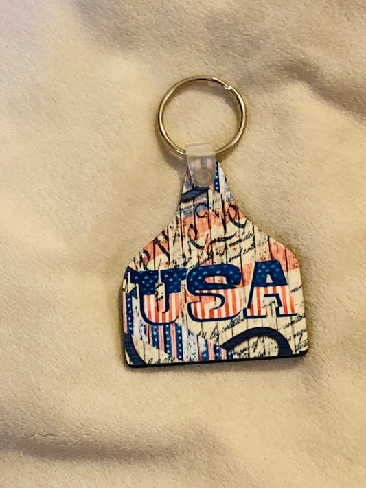 USA - Cattle Tag Keychain
