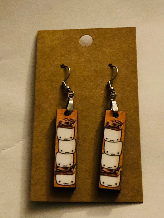 S'mores (BE13) -  Bar Shape Earrings - 1.5"