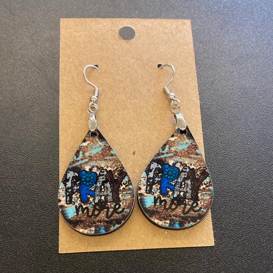 Pray More Tear Drop Earrings