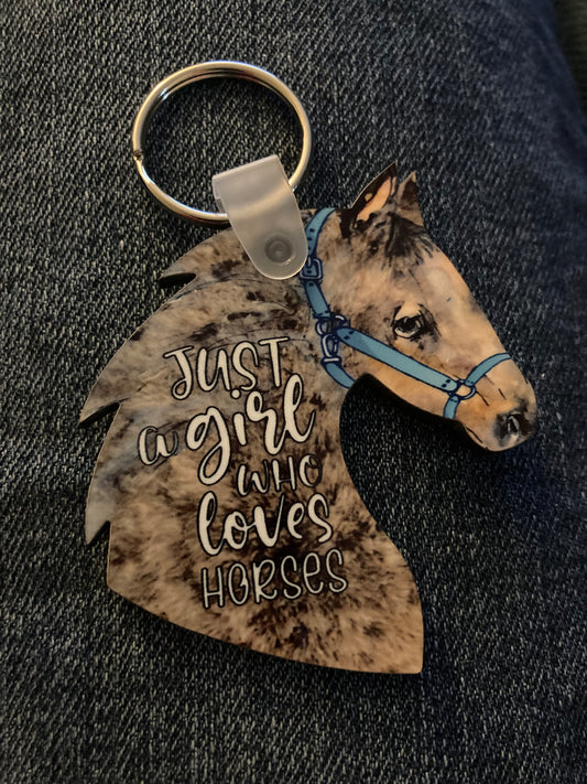 Just a Girl Who Loves Horses (HH01) - Horse Head Keychain
