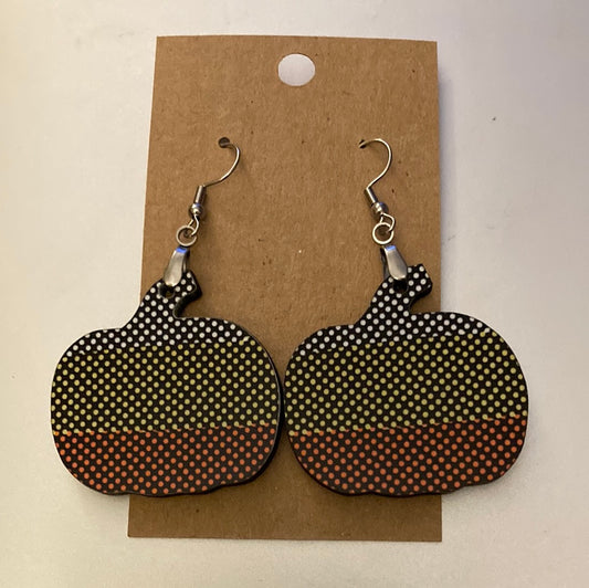 Dot Pumpkin 2(PU12) - Pumpkin Earrings 1.5"