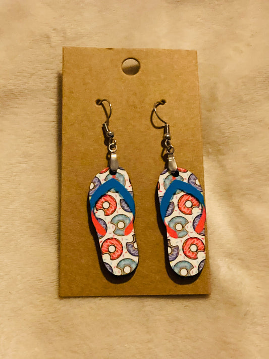 Donut (FF08) - Flip Flop Earrings 1.5"