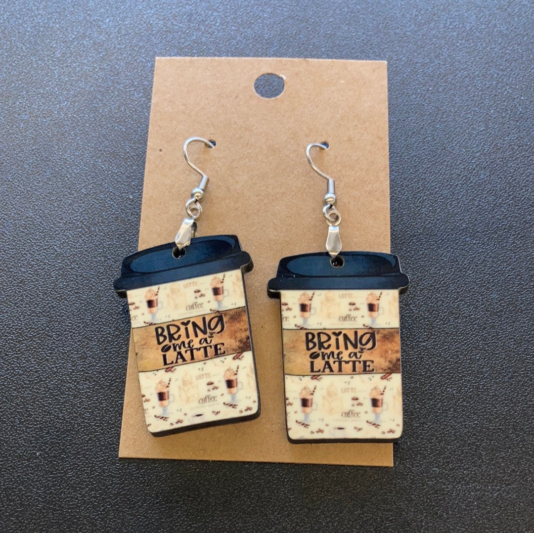 Bring me a Latte (CM01) - Coffee Cup Earrings 1.5"