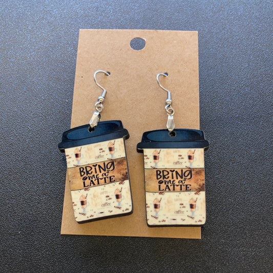 Bring me a Latte (CM01) - Coffee Cup Earrings 1.5"