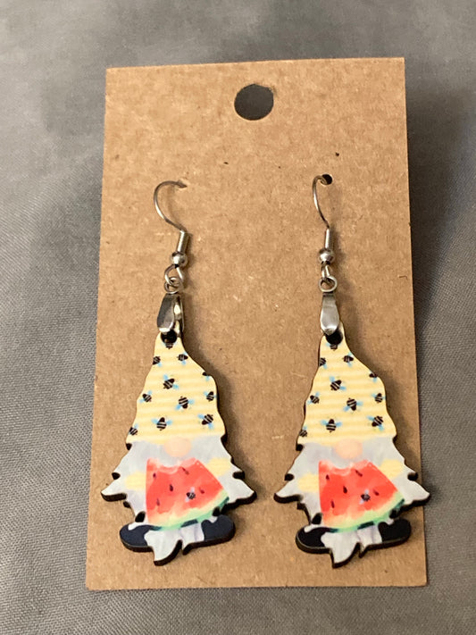 Watermelon and Bees (G45) - Gnome Earrings