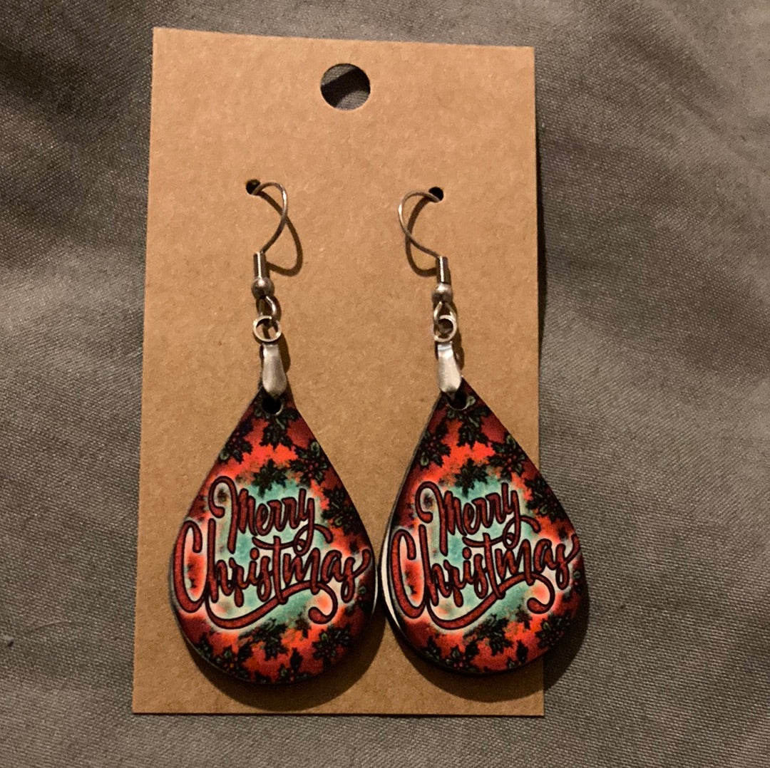 Merry Christmas -  Tear Drop Earrings