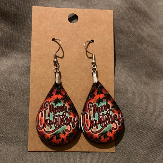 Merry Christmas -  Tear Drop Earrings