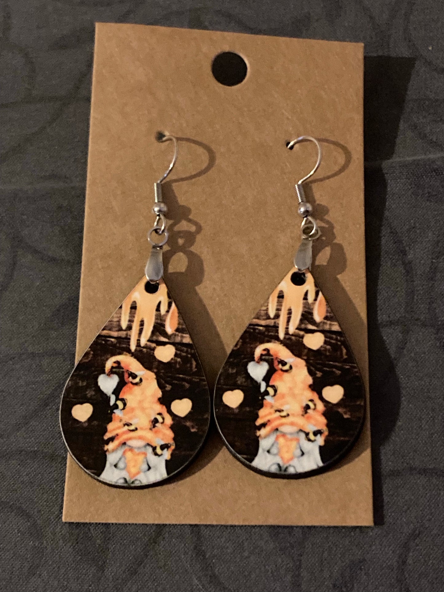 Honey Bee and Gnome (TD34) Tear Drop Earrings