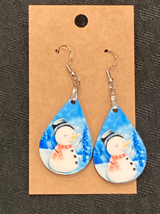Snowman (TD18) - Tear Drop Earrings