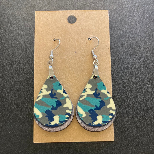 Camo Double Tear Drop Earrings