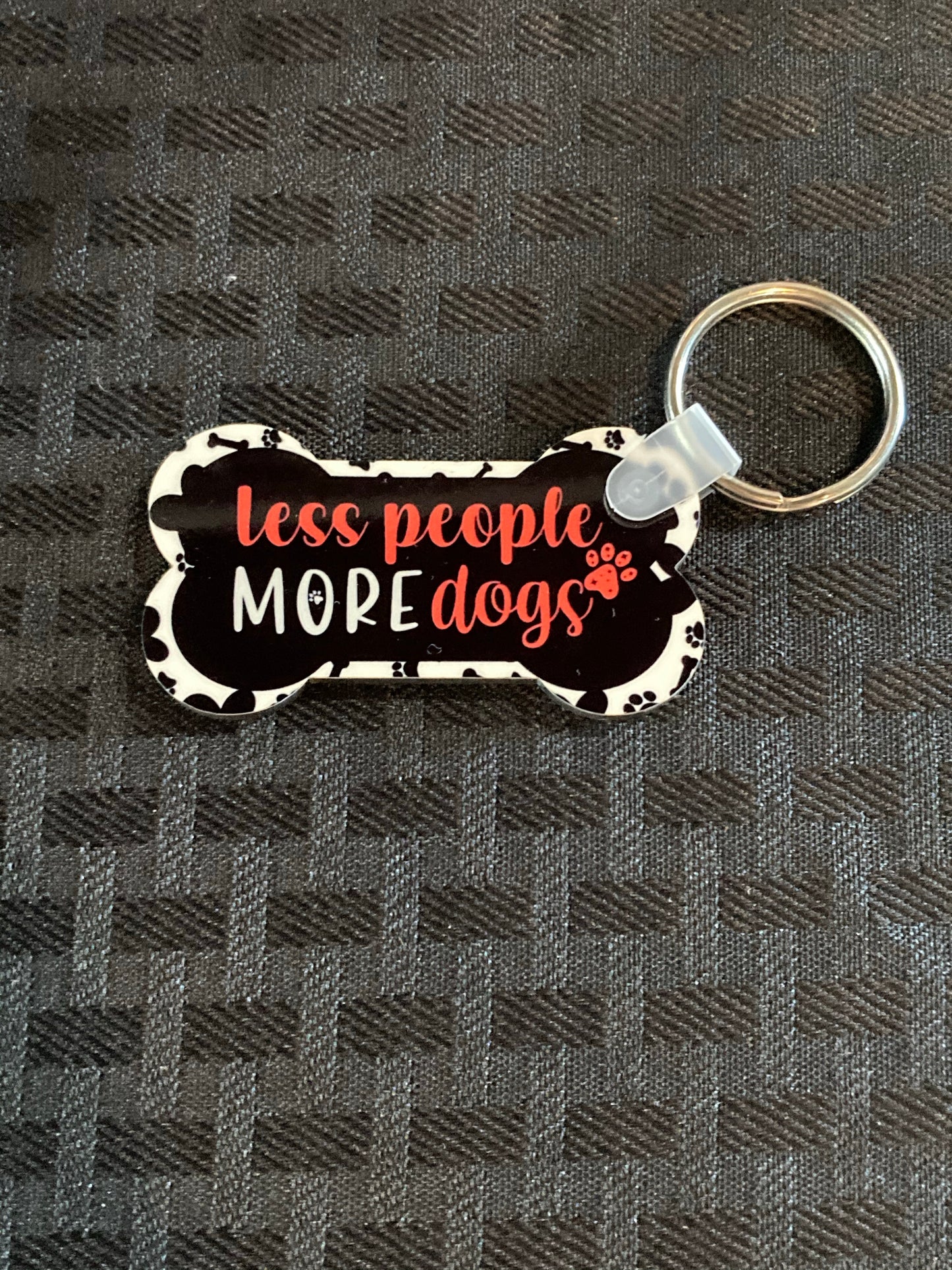 Less People More Dogs (DB06) - Dog Bone Keychain