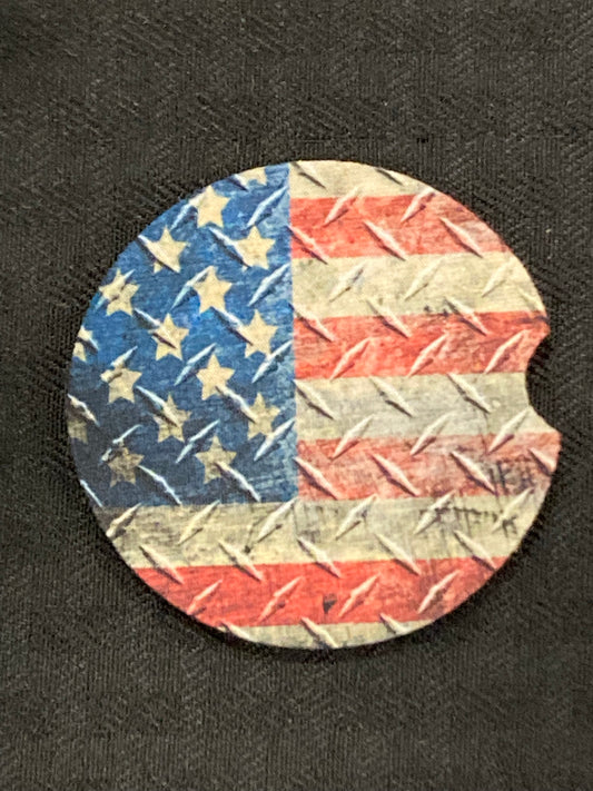 Car Coaster - Metal American Flag - R121