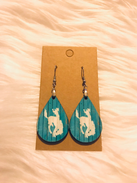 Bucking Bronco (TD29) Tear Drop Earrings