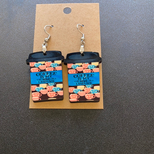 Coffee is my Love Language (CM04) - Coffee Cup Earrings 1.5"