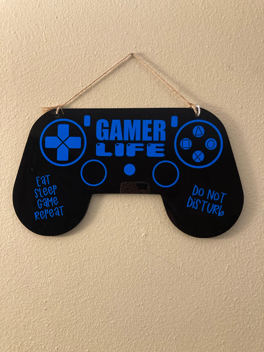 Gamer Life Blue (CT01) Controller Wall Hanging Sign - Medium