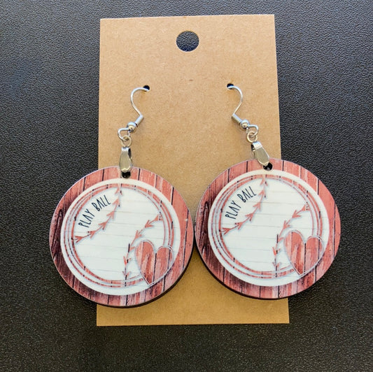 Play Ball (R36) - Round Earrings 1.5"