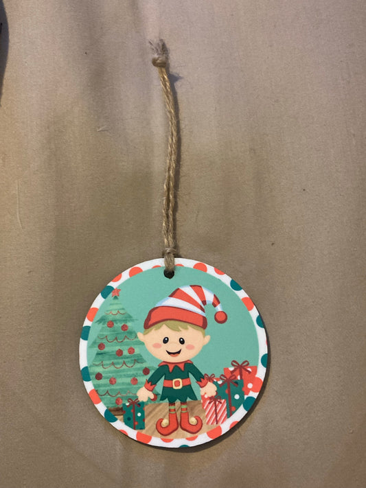 Boy Elf (R91) Round Ornament