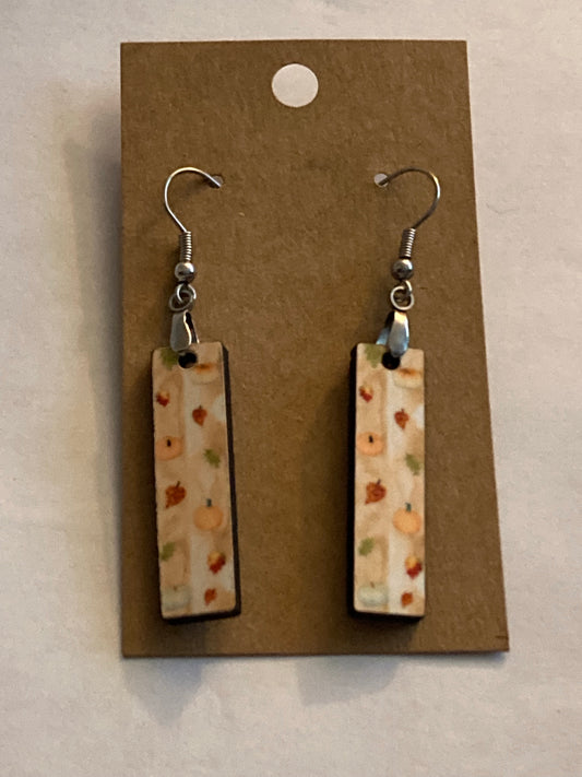 Fall Pumpkins  (BE08) -  Bar Shape Earrings - 1.5”