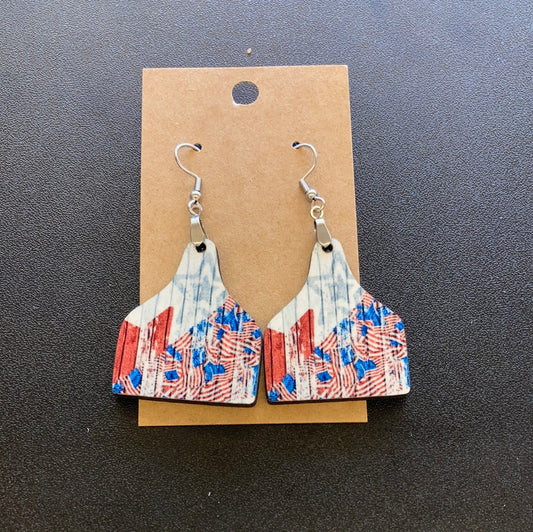 Flag & Stars - Cattle Tag Earrings 1.5"