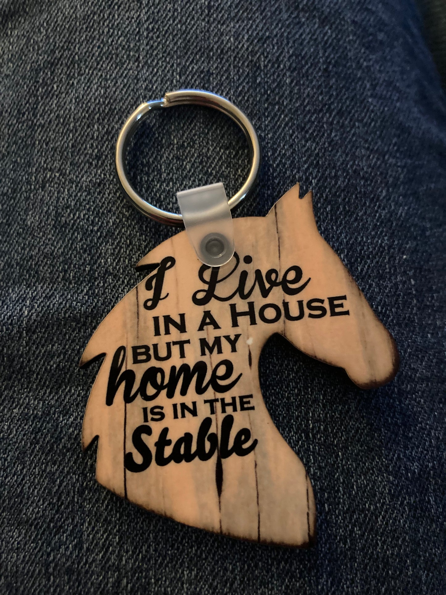 I Live in a House But My Home is in the Stable (HH07) - Horse Head Keychain