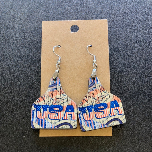 USA - Cattle Tag Earrings 1.5"