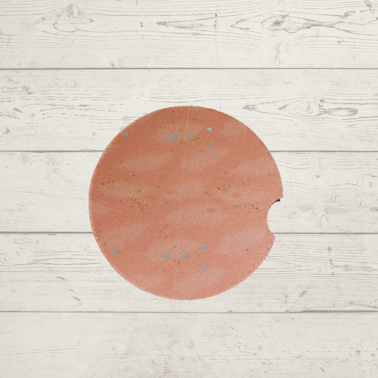 Car Coaster - Pink with Gold and Blue Spotting - CC27