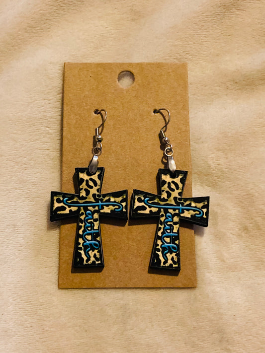 Faith Blue Cross (CR01) Earrings