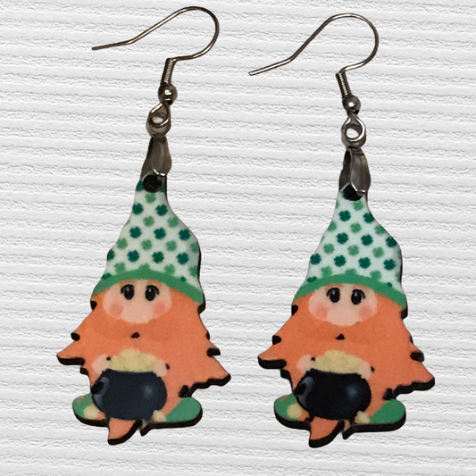 Pot of Gold (G21) Gnome 1.5" Earrings