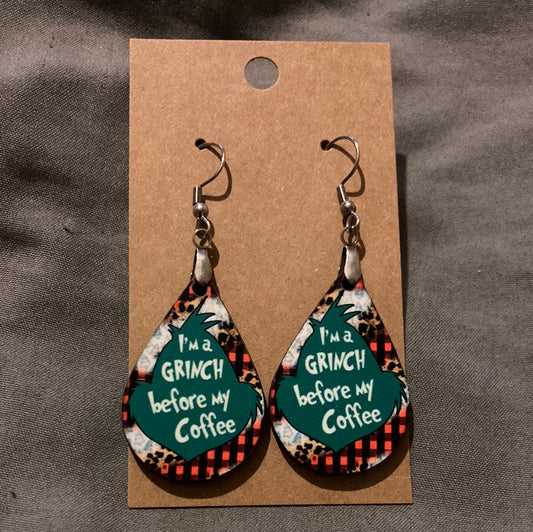Before Coffee -  Tear Drop Earrings